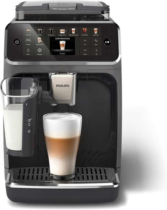 Serie 5500 Kaffeevollautomat (EP5544/50) – LatteGo Milchsystem, 20 heiße und kalte Kaffeespezialitäten, 40% leiser mit SilentBrew, QuickStart, Schwarz/Grau